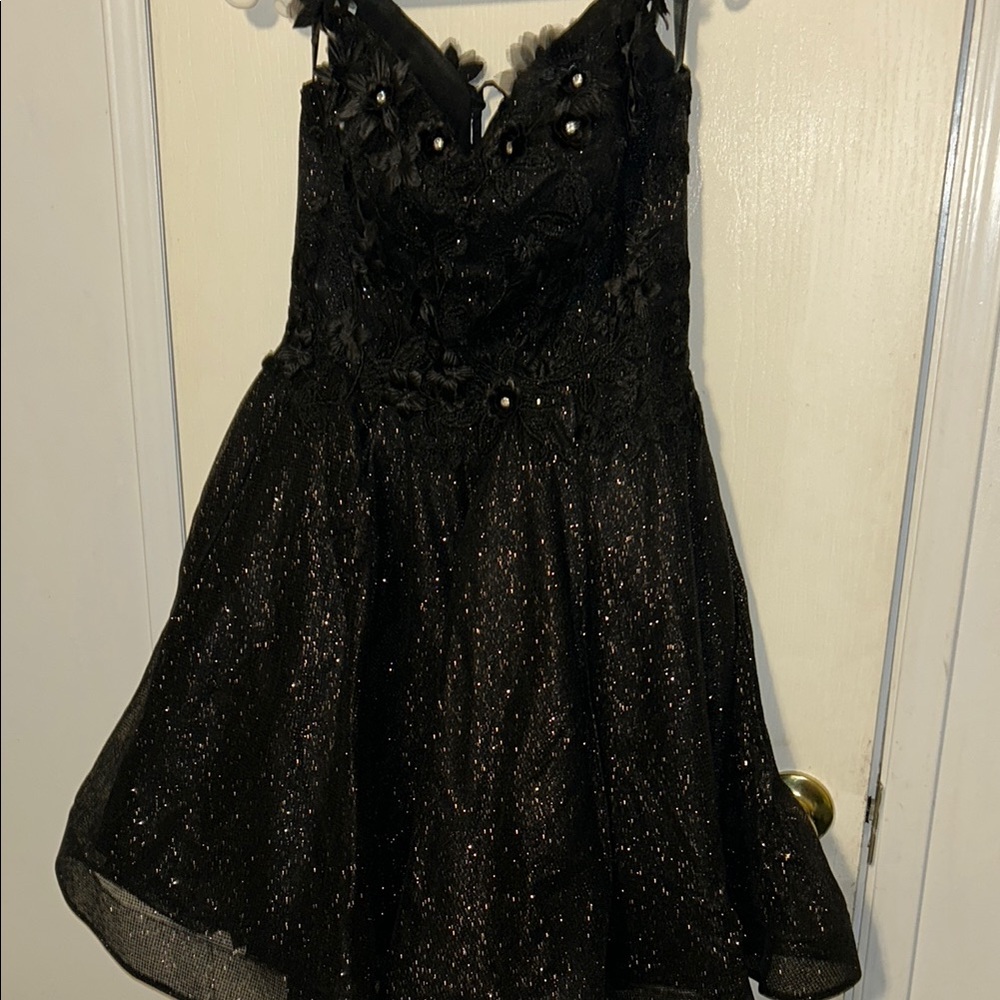 Elegant Black Dress. Knees length corset back.